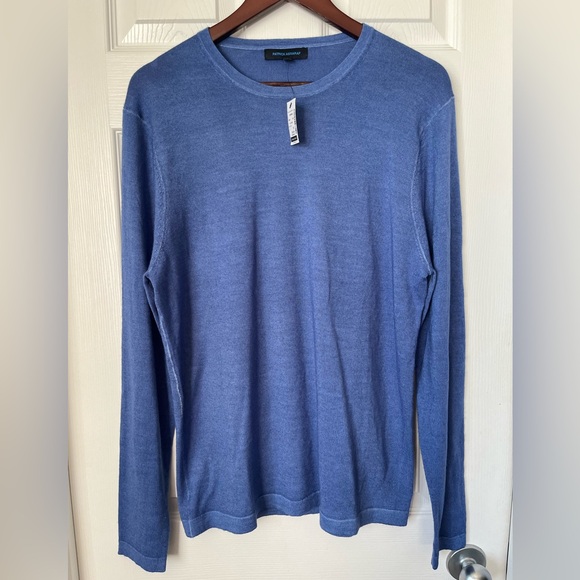 NWT Men’s Patrick Assaraf Extra-Fine Merino Vintage Wash Crewneck | Size Large - Picture 2 of 9